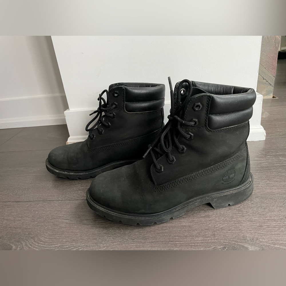 Timberland boots waterproof winter shoes black leather size 5.5 36